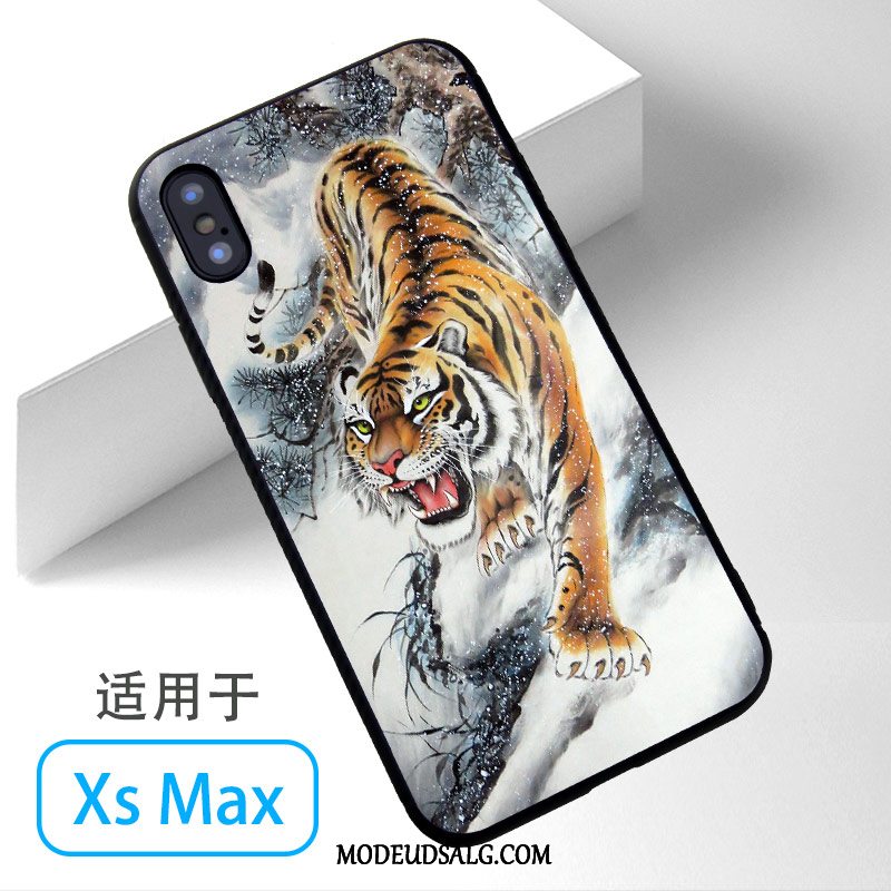 iPhone Xs Max Etui Tiger Hvid Anti-fald