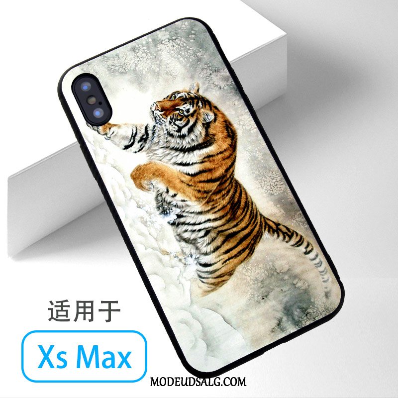 iPhone Xs Max Etui Tiger Hvid Anti-fald