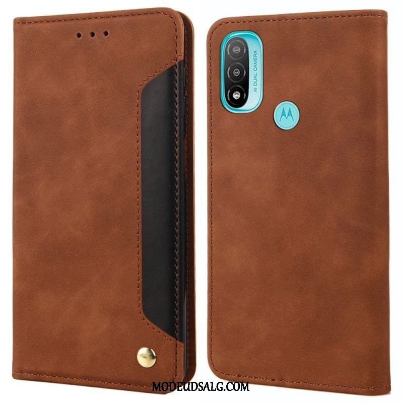 Cover Moto E40 / E30 / E20 Flip Cover Tofarvet Business Lædereffekt