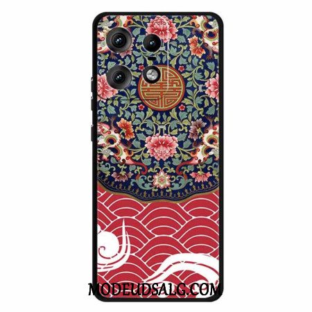 Cover Motorola Edge 50 Pro Telefon Etui Blomsterklynge Og Drage