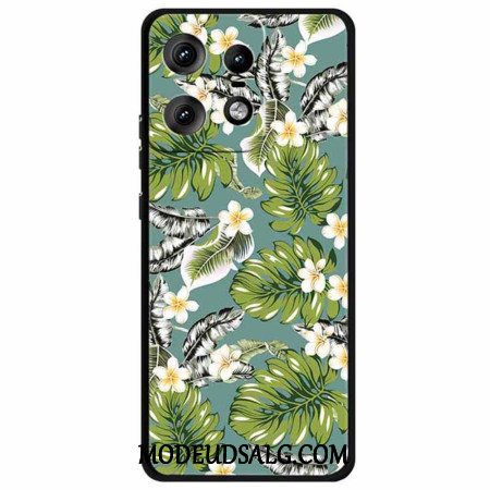 Cover Motorola Edge 50 Pro Telefon Etui Plantain Blade Og Gyldne Blomster