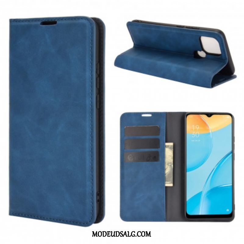 Cover Oppo A15 Flip Cover Silkeblødt Lædereffekt