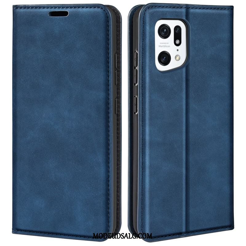 Cover Oppo Find X5 Flip Cover Silkeblødt Lædereffekt