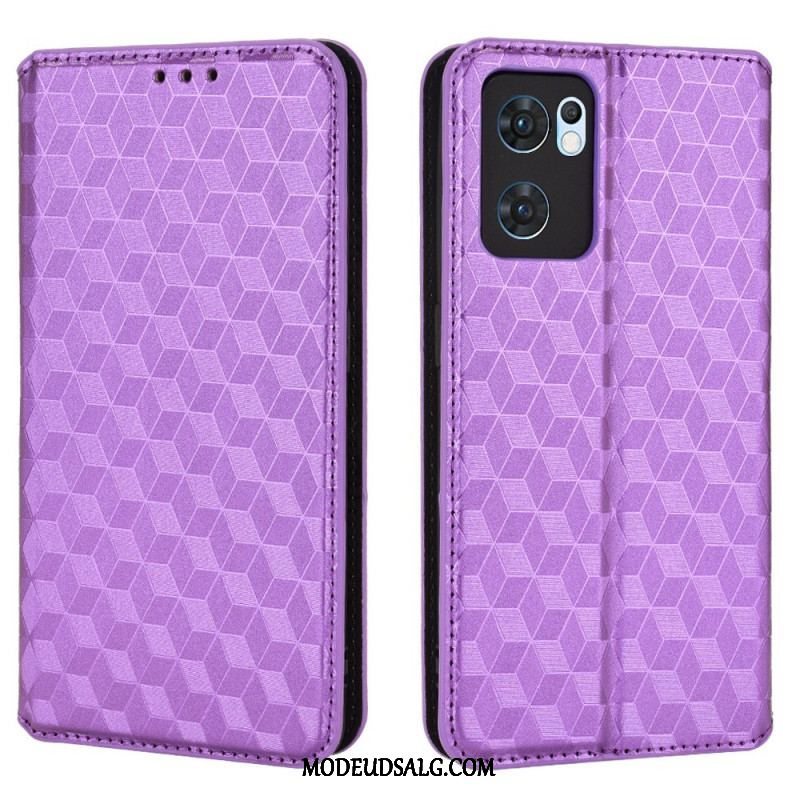 Cover Oppo Find X5 Lite Flip Cover Diamant Læder Effekt