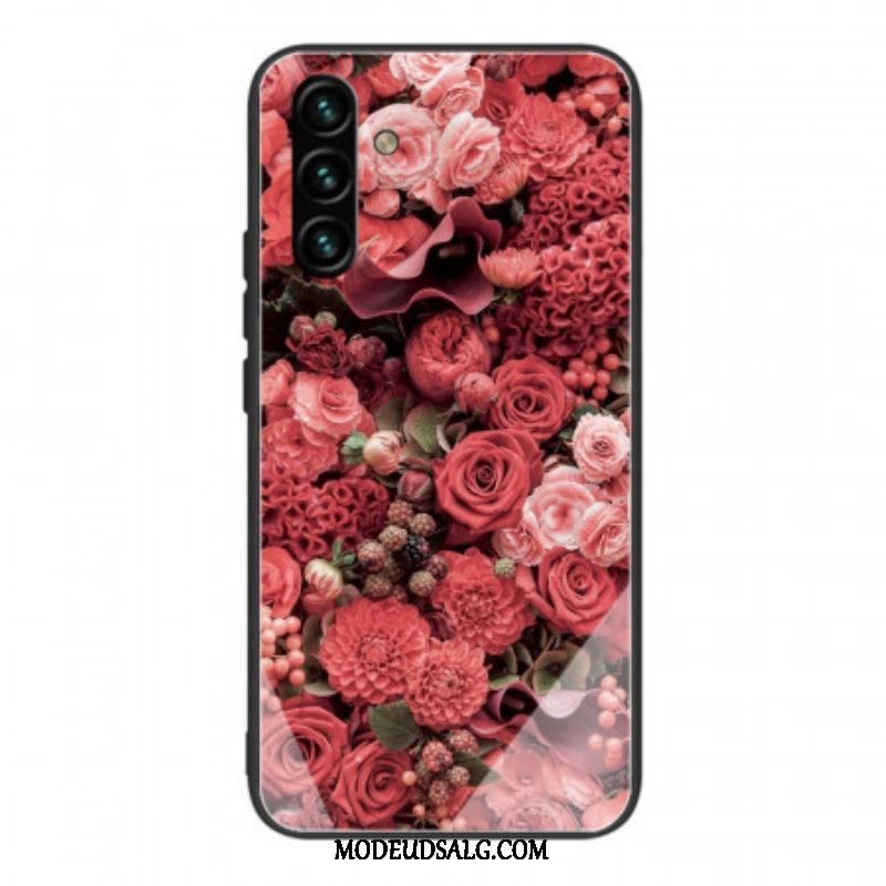 Cover Samsung Galaxy A13 5G / A04s Rose Blomster Hærdet Glas