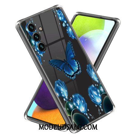 Cover Samsung Galaxy A15 5g Telefon Etui Blå Sommerfugle Og Blomster