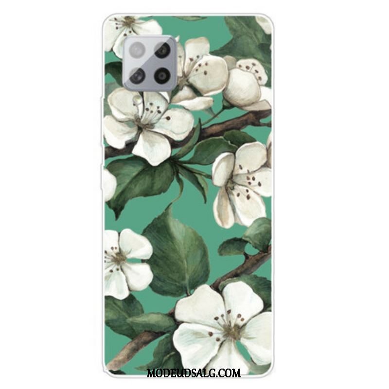 Cover Samsung Galaxy A42 5G Malede Hvide Blomster