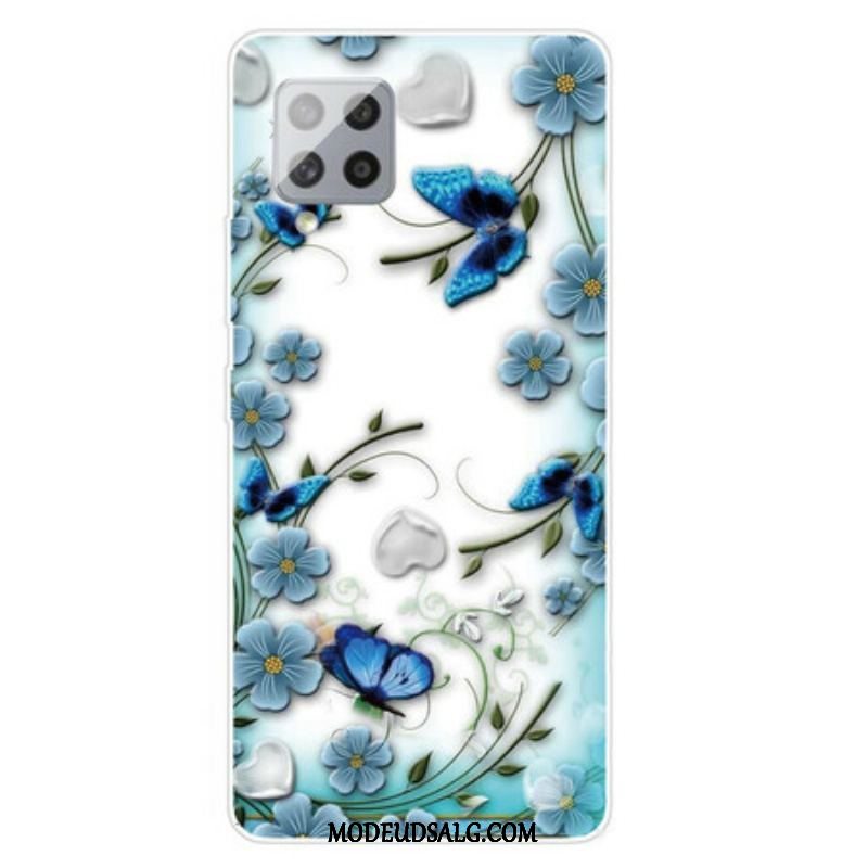 Cover Samsung Galaxy A42 5G Sømløse Retro Sommerfugle Og Blomster