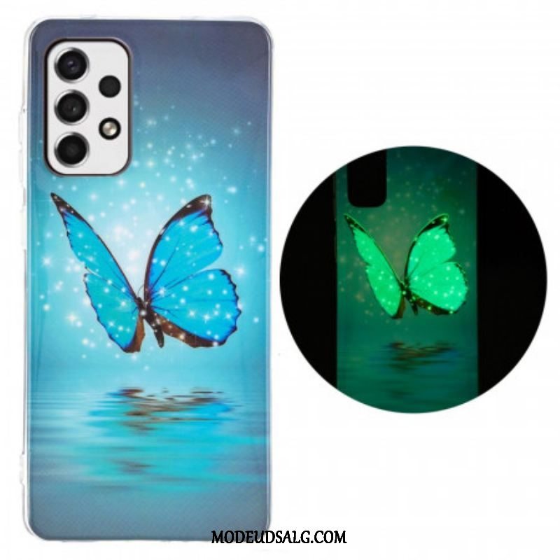 Cover Samsung Galaxy A53 5G Fluorescerende Blå Sommerfugl