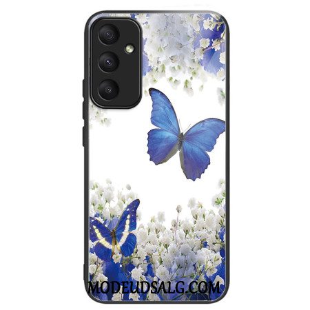 Cover Samsung Galaxy A55 5g Blå Sommerfugle Af Hærdet Glas