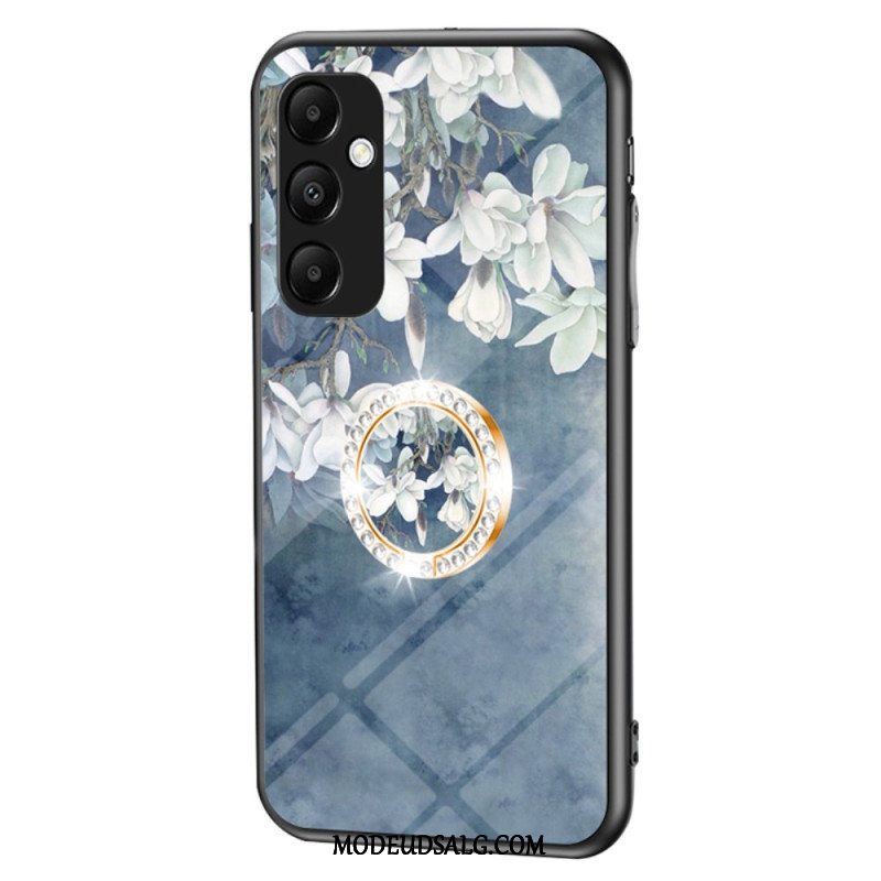 Cover Samsung Galaxy A55 5g Hærdet Glas Med Blomstermønsterholder