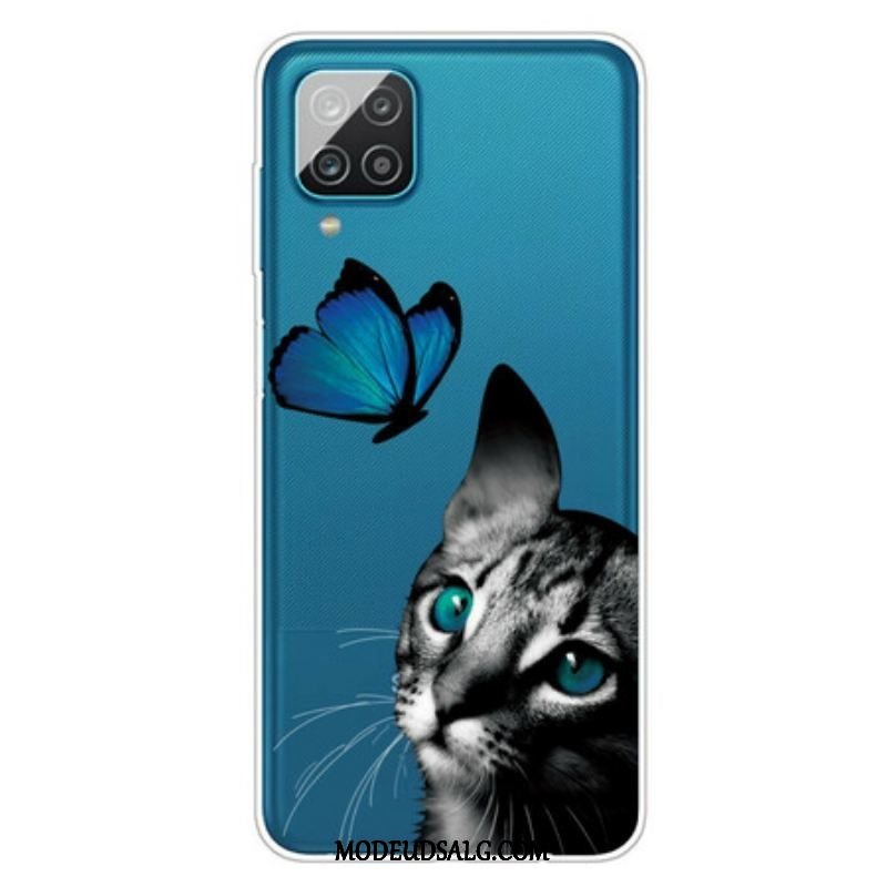 Cover Samsung Galaxy M12 / A12 Kat Og Sommerfugl