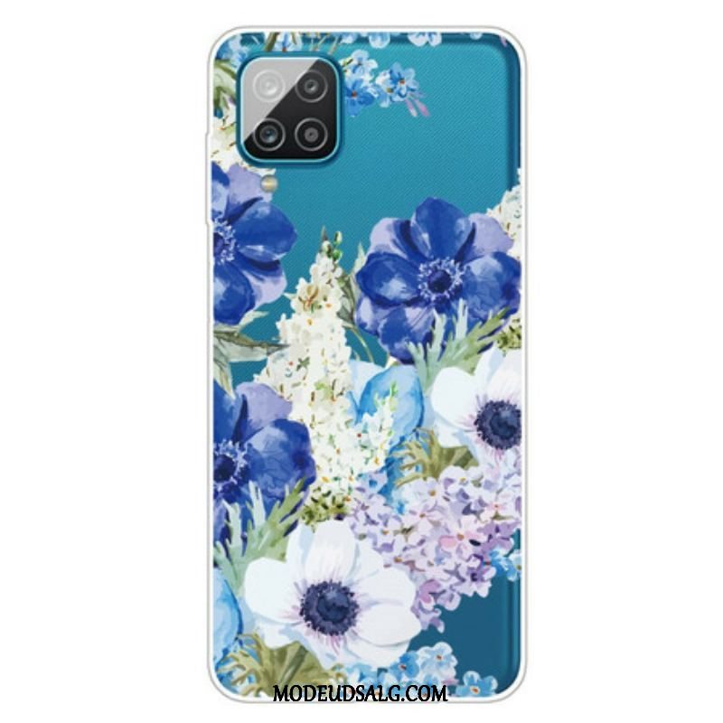 Cover Samsung Galaxy M12 / A12 Sømløs Akvarel Blå Blomster