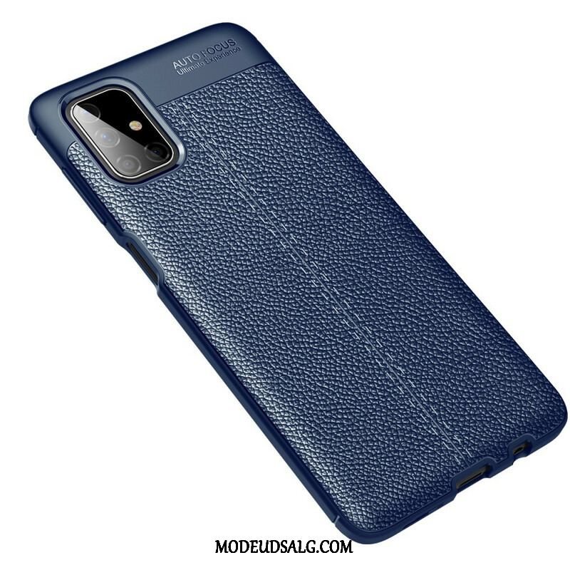 Cover Samsung Galaxy M51 Dobbelt Linje Litchi Læder Effekt