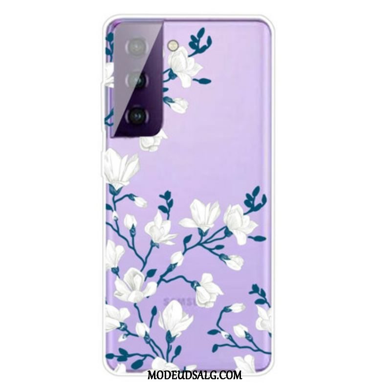 Cover Samsung Galaxy S21 5G Hvide Blomster