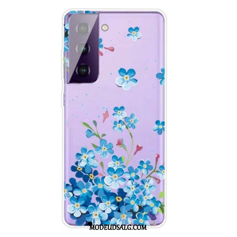 Cover Samsung Galaxy S21 FE Blå Blomster