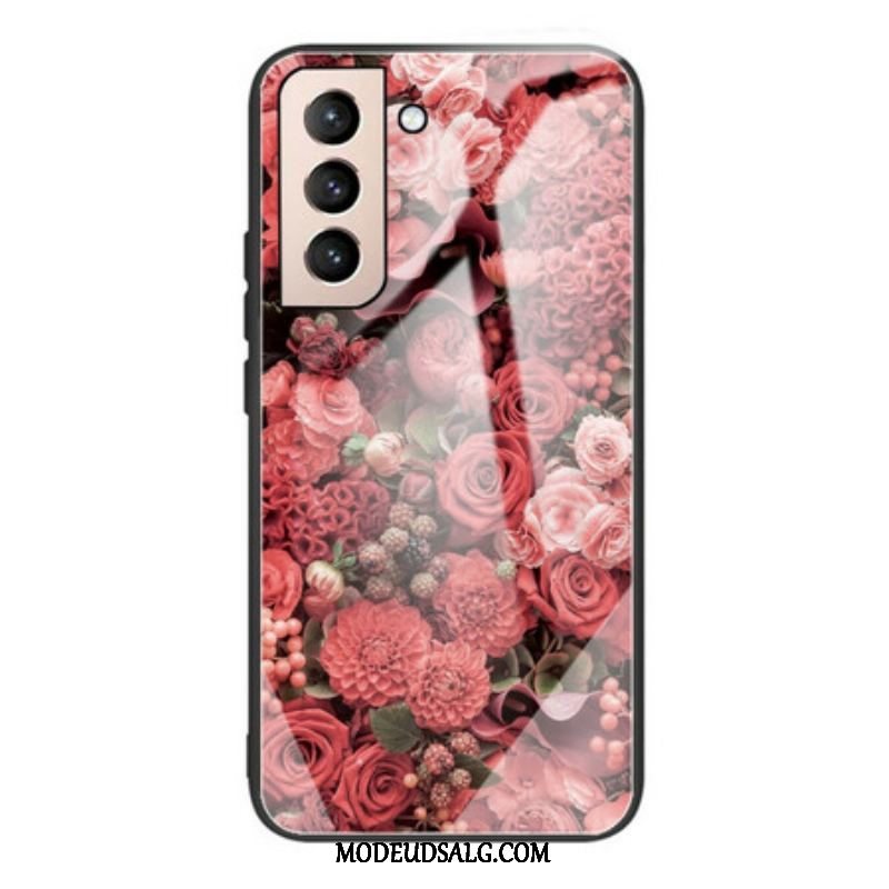 Cover Samsung Galaxy S21 FE Rose Blomster Hærdet Glas