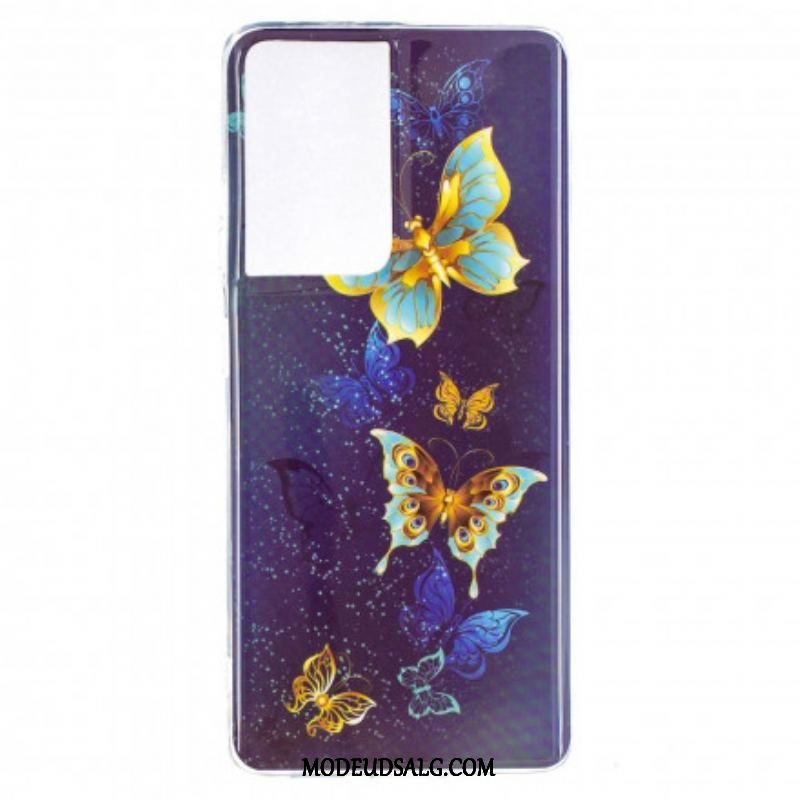 Cover Samsung Galaxy S21 Ultra 5G Fluorescerende Sommerfugle-serien