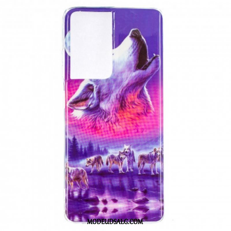 Cover Samsung Galaxy S21 Ultra 5G Fluorescerende Wolf Series