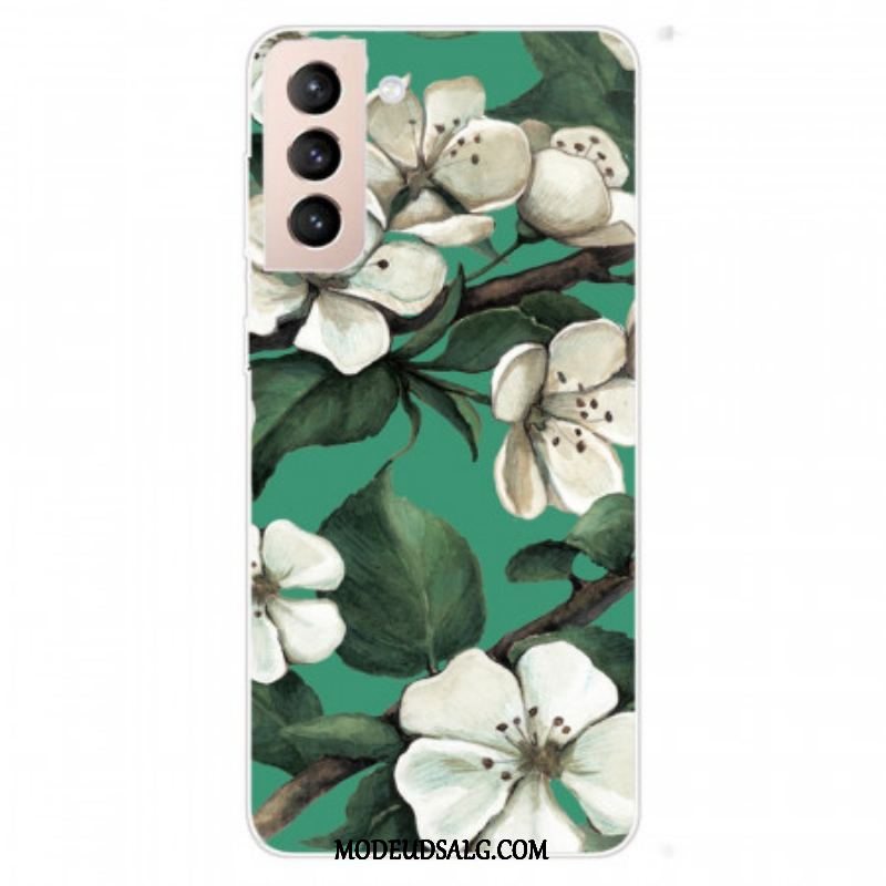 Cover Samsung Galaxy S22 Plus 5G Malede Hvide Blomster