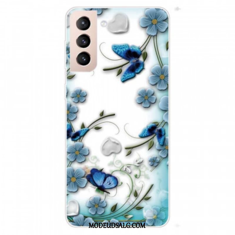 Cover Samsung Galaxy S22 Plus 5G Retro Sommerfugle Og Blomster