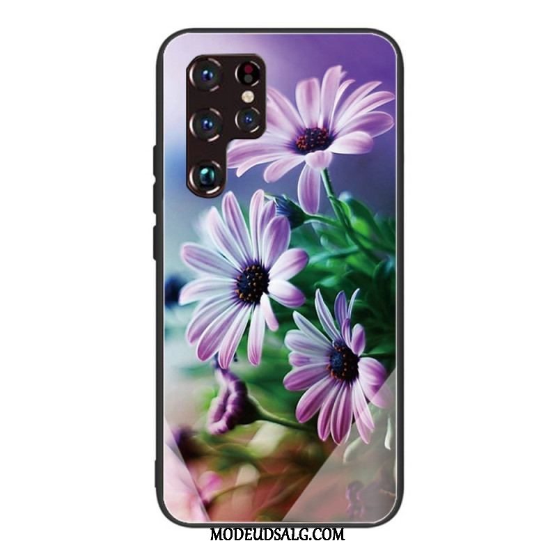 Cover Samsung Galaxy S22 Ultra 5G Realistiske Hærdet Glas Blomster