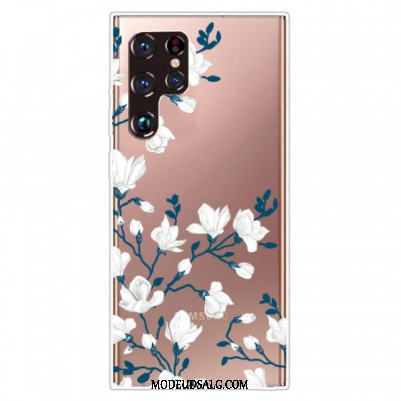 Cover Samsung Galaxy S22 Ultra 5G Sømløse Hvide Blomster