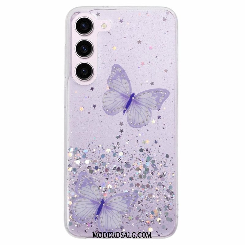 Cover Samsung Galaxy S24 5g Telefon Etui Glitter Sommerfugle