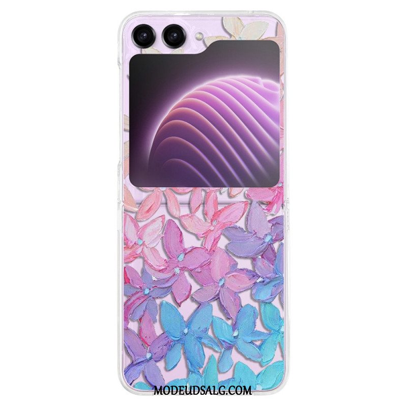 Cover Samsung Galaxy Z Flip 5 Gennemsigtige Grafiske Blomster