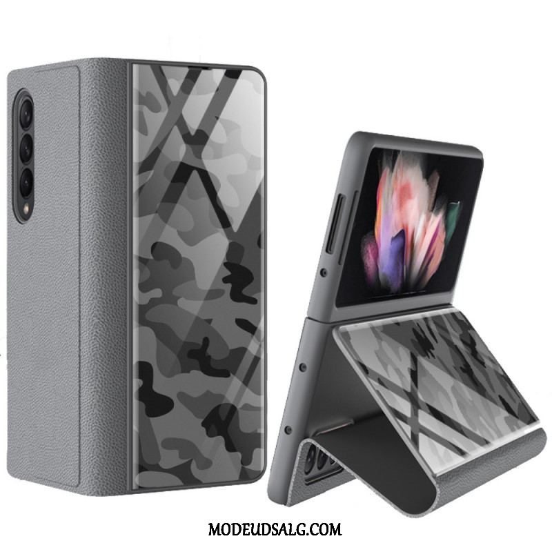 Cover Samsung Galaxy Z Fold 3 5G Flip Cover Camouflage Hærdet Glas