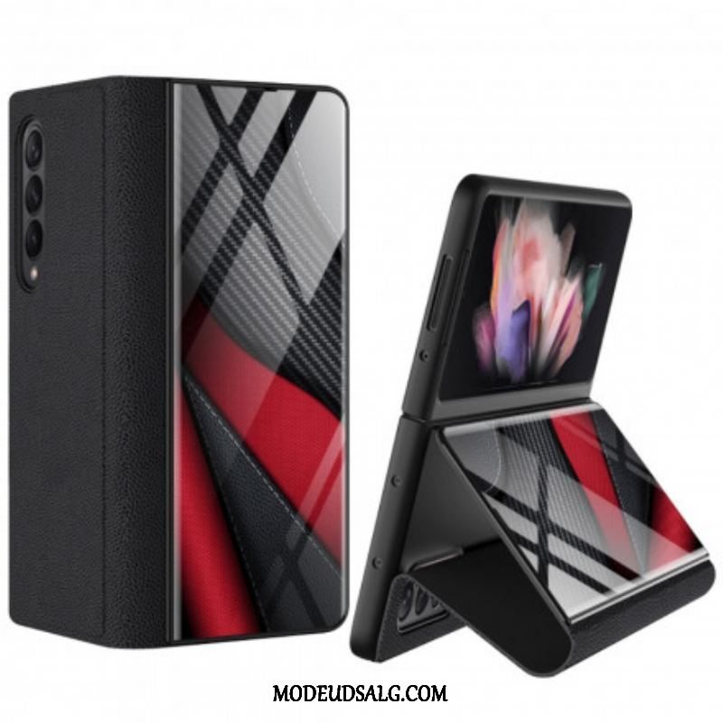 Cover Samsung Galaxy Z Fold 3 5G Flip Cover Gkk Carbon Hærdet Glas