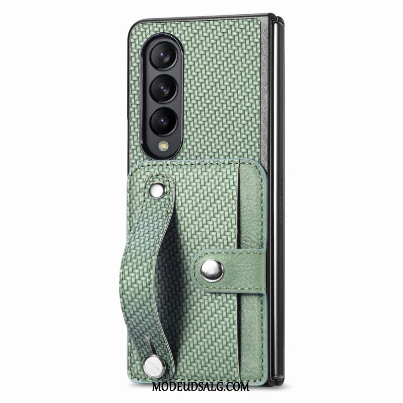 Cover Til Samsung Galaxy Z Fold 5 Carbon Fiber Card Holder Og Rem