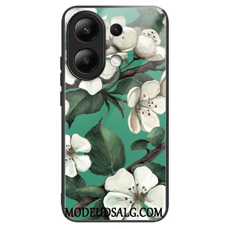 Cover Til Xiaomi Redmi Note 13 4g Hvide Blomster Af Hærdet Glas