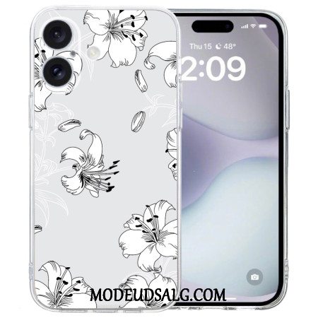 Cover Til iPhone 16 Gennemsigtige Kant Hvide Blomster