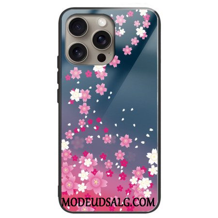 Cover Til iPhone 16 Pro Lyserøde Blomster Af Hærdet Glas