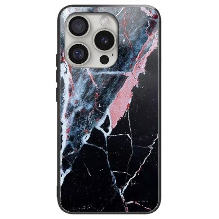 Cover Til iPhone 16 Pro Max Sort Marmor Hærdet Glas