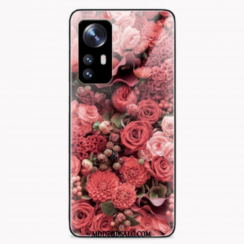 Cover Xiaomi 12 / 12X Rose Blomster Hærdet Glas