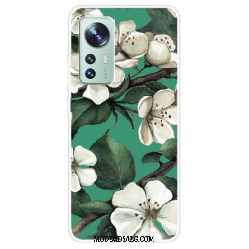 Cover Xiaomi 12 / 12X Silikone Hvide Blomster