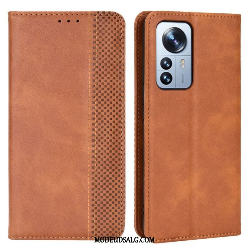 Cover Xiaomi 12 Pro Flip Cover Stiliseret Vintage Lædereffekt