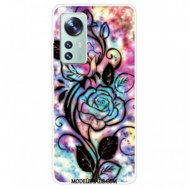 Cover Xiaomi 12 Pro Grafisk Blomstret Silikone