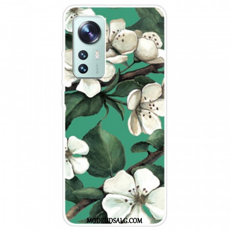 Cover Xiaomi 12 Pro Silikone Hvide Blomster