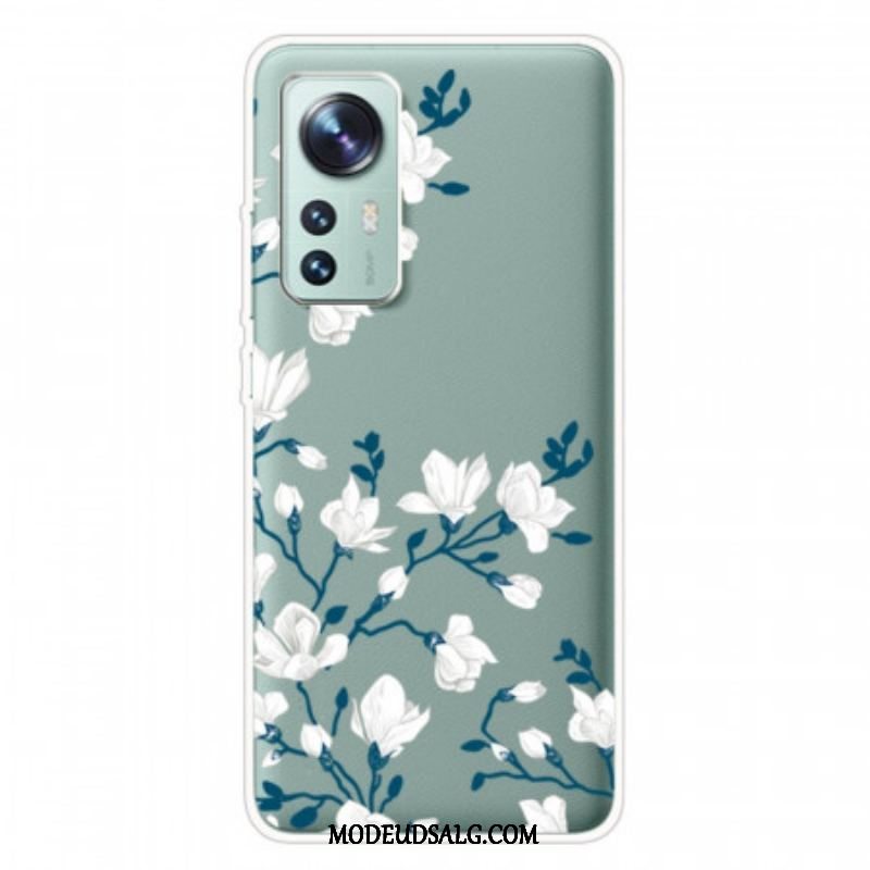 Cover Xiaomi 12 Pro Silikone Hvide Blomster