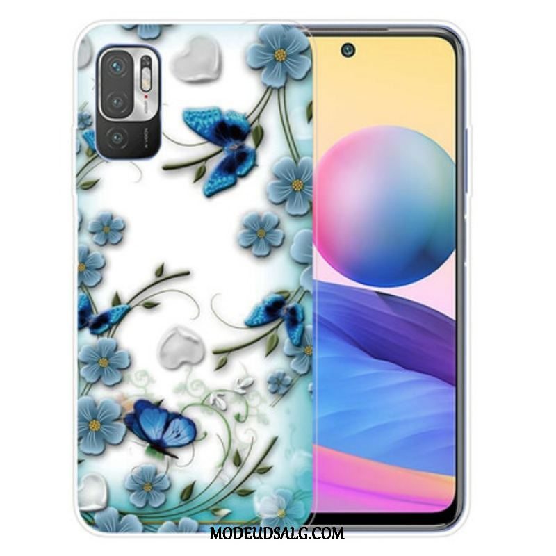 Cover Xiaomi Redmi Note 10 5G Retro Sommerfugle Og Blomster