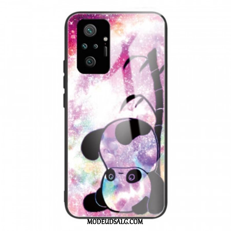 Cover Xiaomi Redmi Note 10 Pro Panda Og Bambus Hærdet Glas