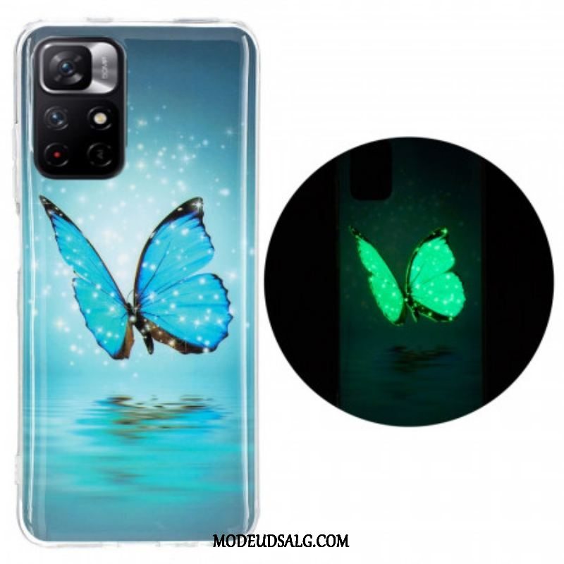 Cover Xiaomi Redmi Note 11 Pro Plus 5G Fluorescerende Blå Sommerfugl