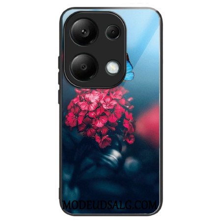 Cover Xiaomi Redmi Note 13 Pro 4g Telefon Etui Hærdet Glas Røde Blomster Og Sommerfugle