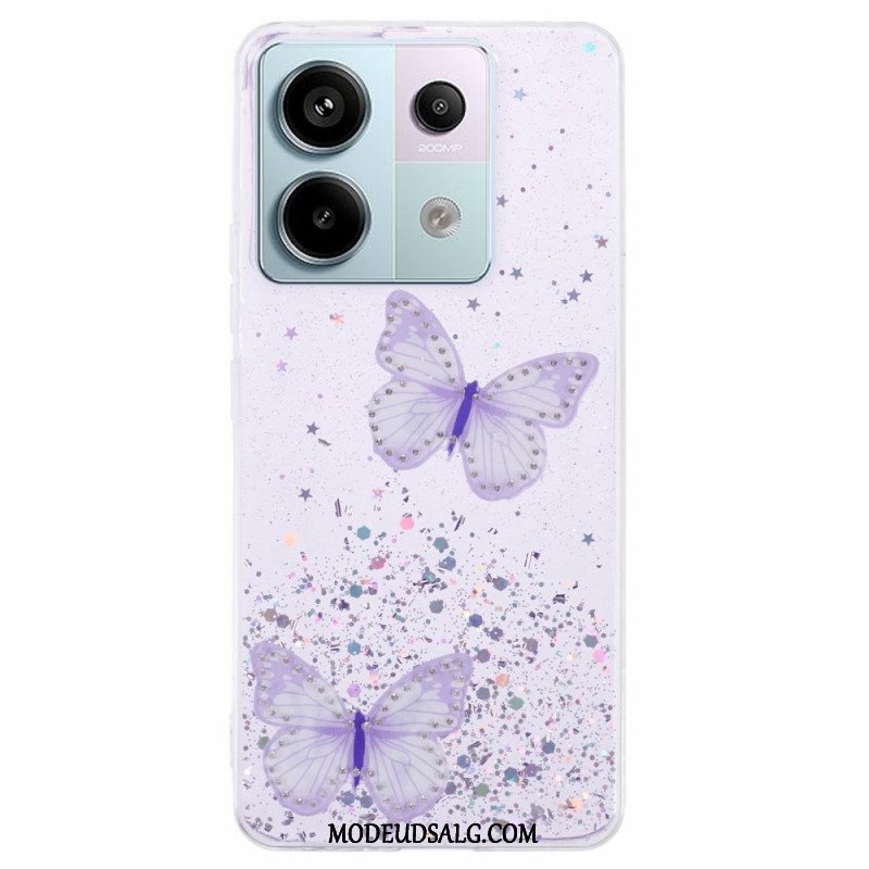 Cover Xiaomi Redmi Note 13 Pro 5g Telefon Etui Sommerfugle Glitter