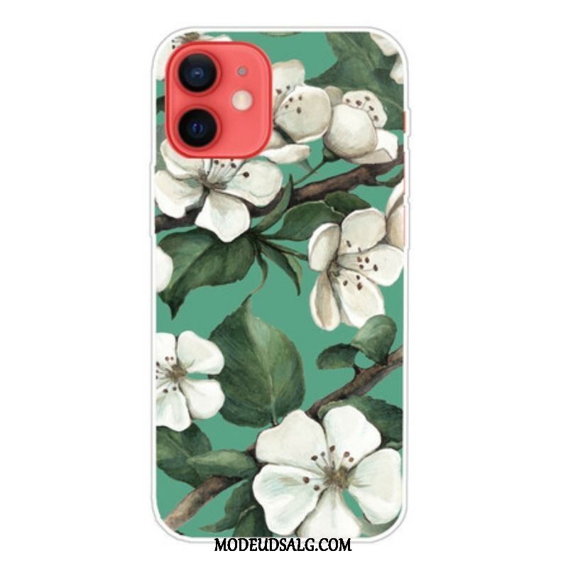 Cover iPhone 13 Mini Malede Hvide Blomster