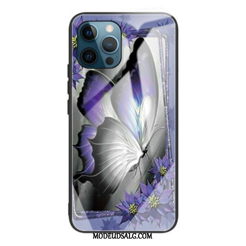 Cover iPhone 13 Pro Lilla Sommerfugl Hærdet Glas