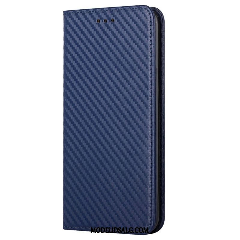 Cover iPhone 14 Med Snor Flip Cover Strappy Carbon Fiber Style